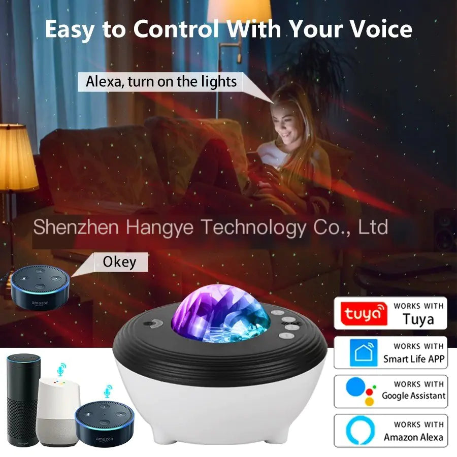 Smart Voice-Controlled Aurora Projector with Bluetooth