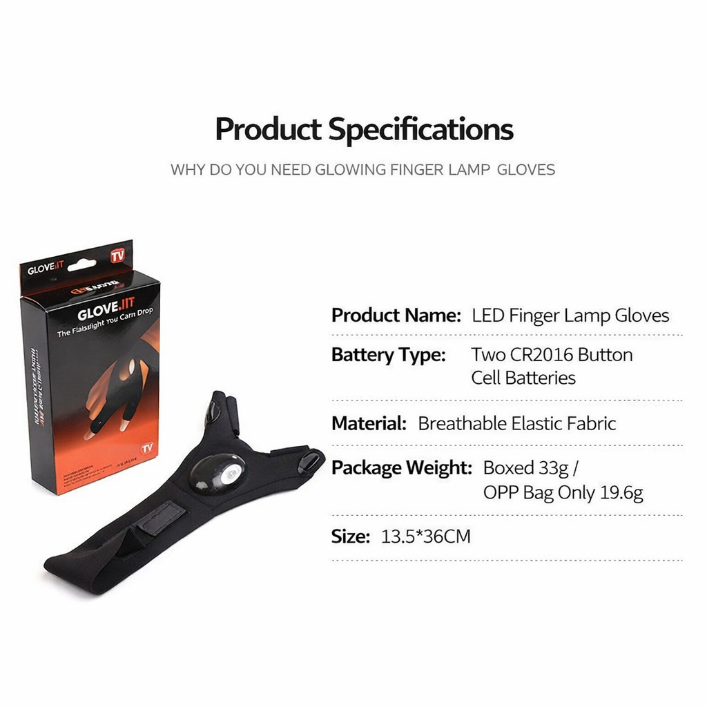 LED Half Finger Glove for Men and Women