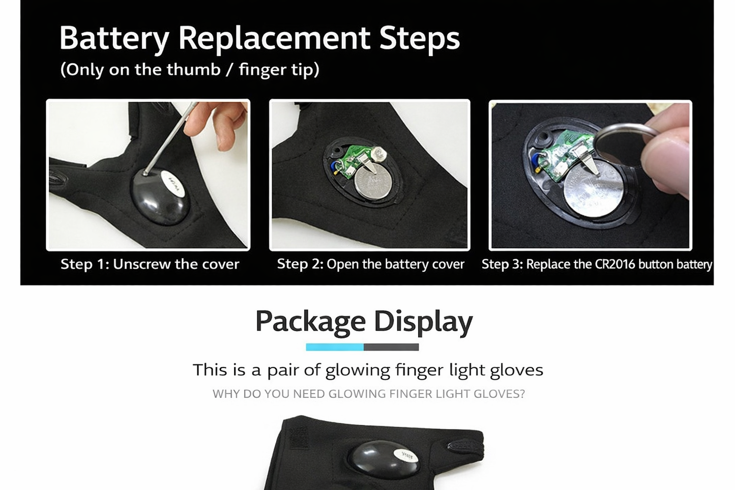 LED Half Finger Glove for Men and Women