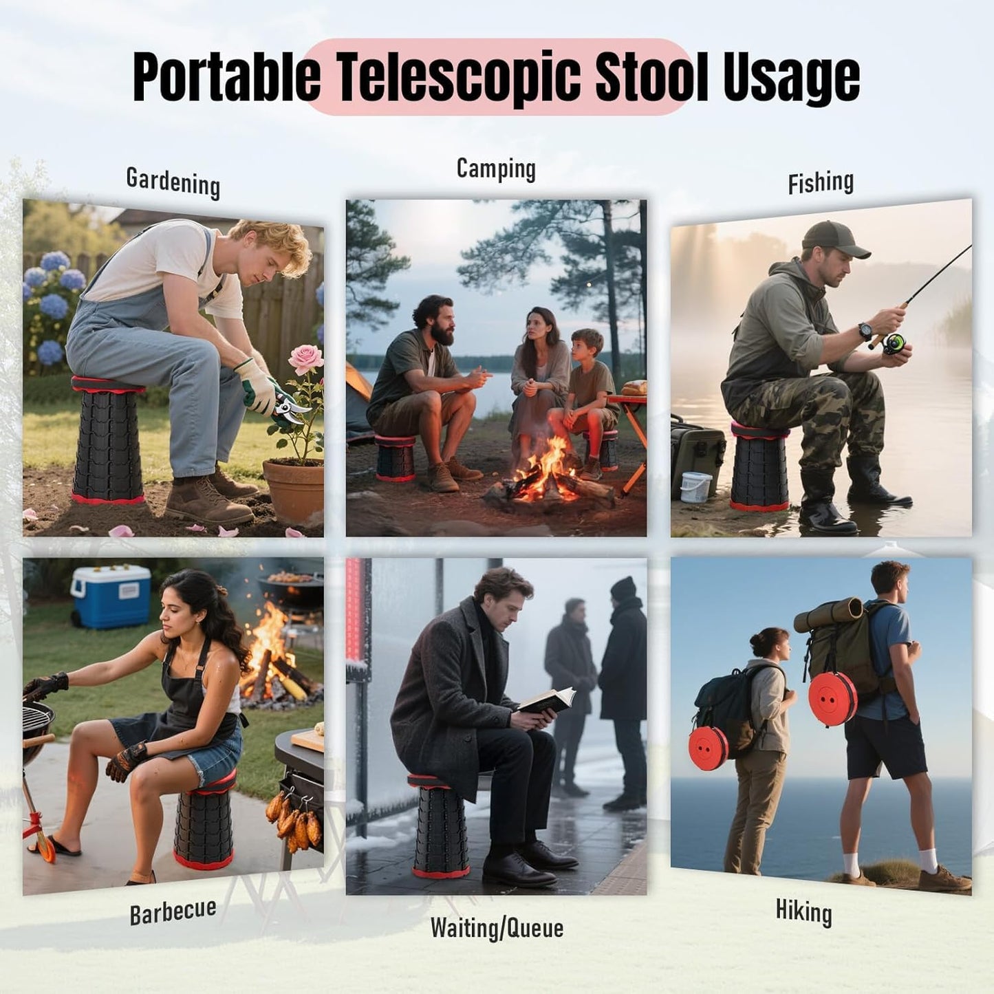 Outdoor Telescopic Plastic Folding Stool