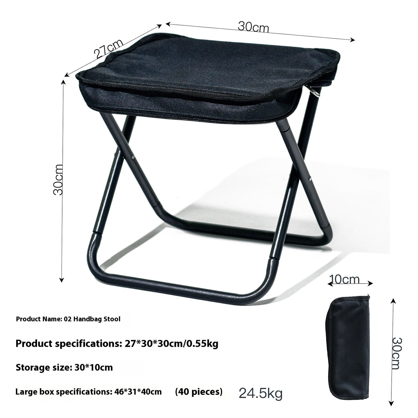 Outdoor Lightweight Foldable Camp Chair Stool in pouch