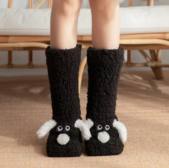 Women’s and Kid's Plush Dog Socks