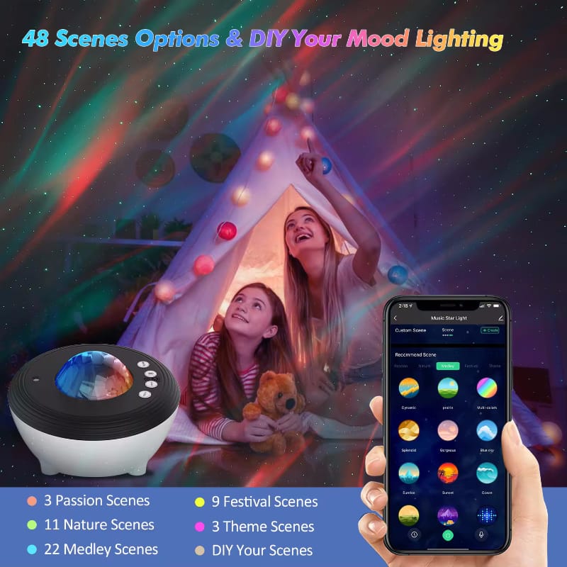 Smart Voice-Controlled Aurora Projector with Bluetooth