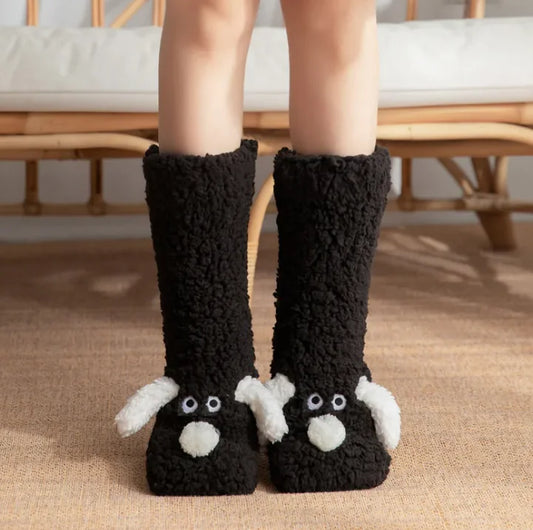 Women’s and Kid's Plush Dog Socks