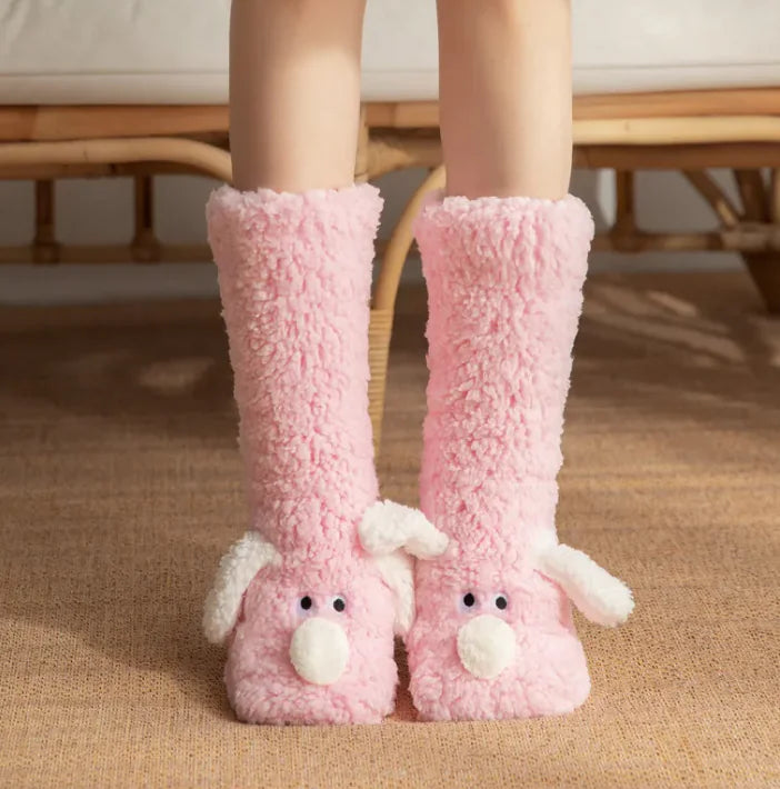 Women’s and Kid's Plush Dog Socks