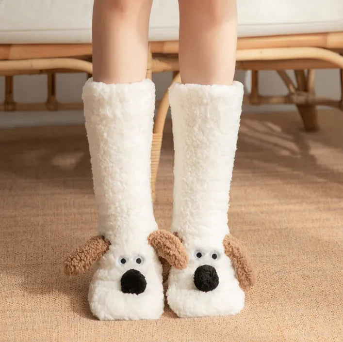 Women’s and Kid's Plush Dog Socks